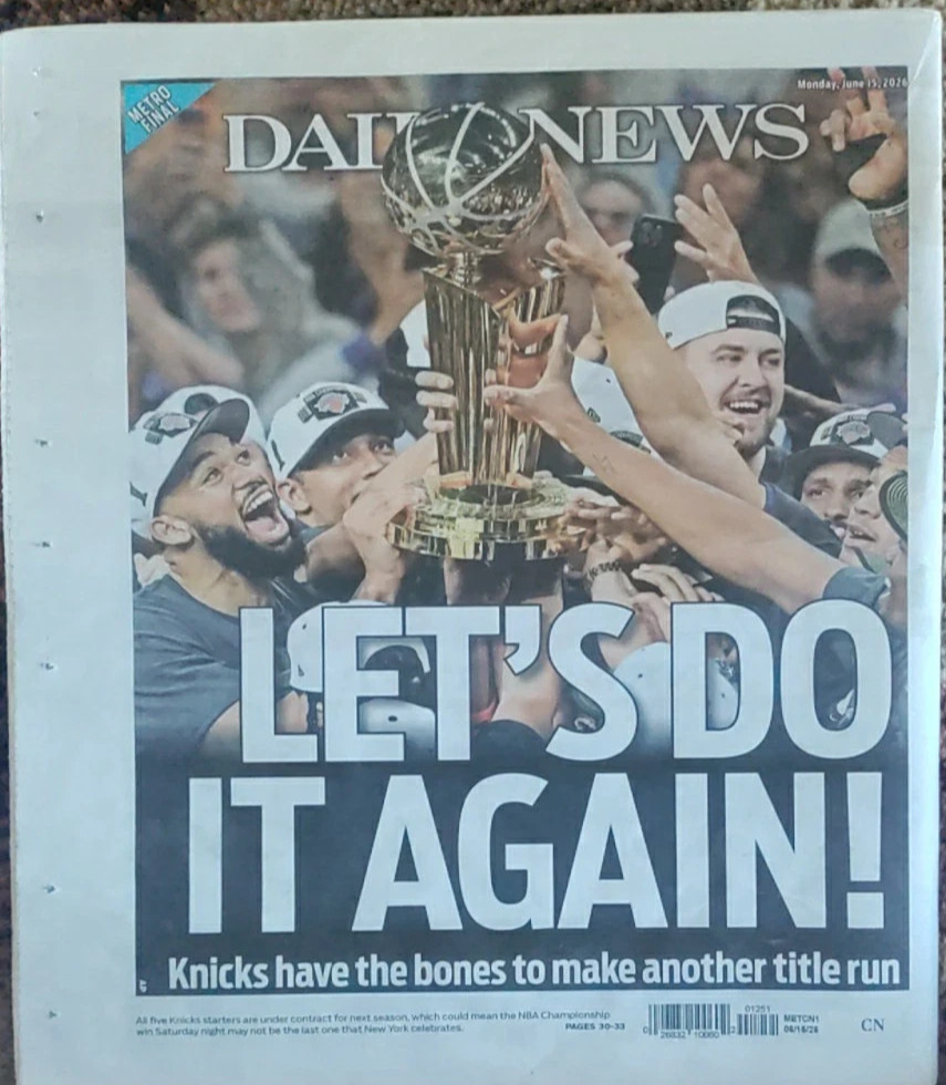 New York Daily News 6/15/26 Knicks NBA Champs!!!! Let’s Do It AGAIN!!!