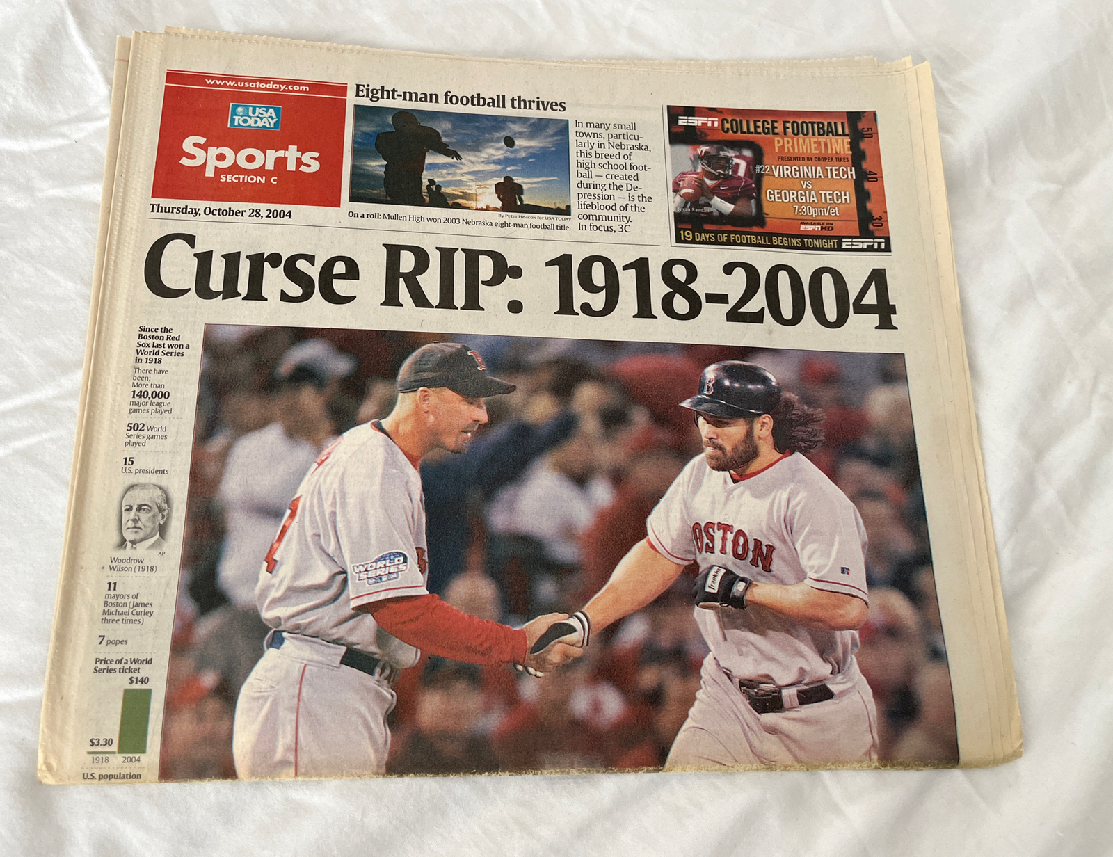 USA Today Boston Red Sox World Series Curse RIP Oct 28, 2004 Section C