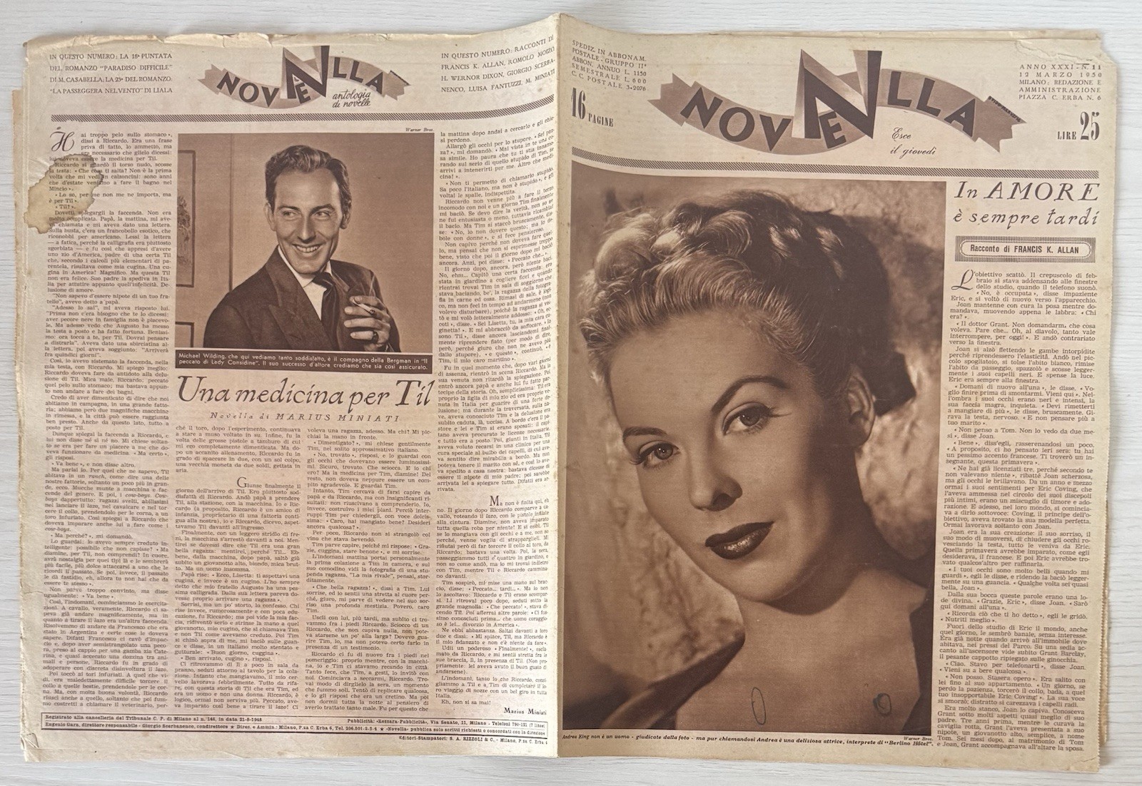 NEWS women’s literary magazine rizzoli No.11 1950 year XXXI andrea king