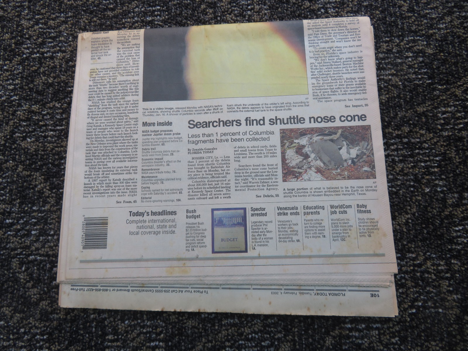 Florida Today Newspaper Special Edition Columbia Lost Sunday February 2, 2003