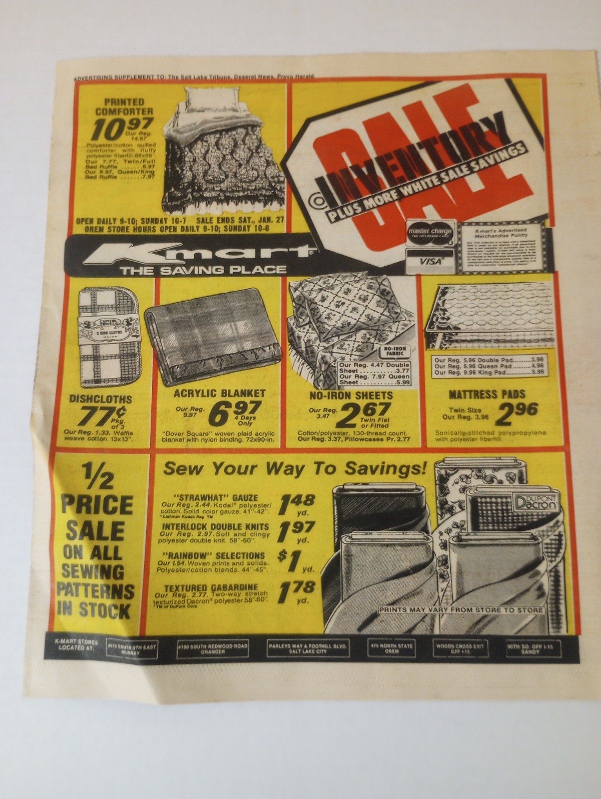 Kmart Newspaper Insert Provo Herald Salt Lake Tribune January 1979 Utah Ad