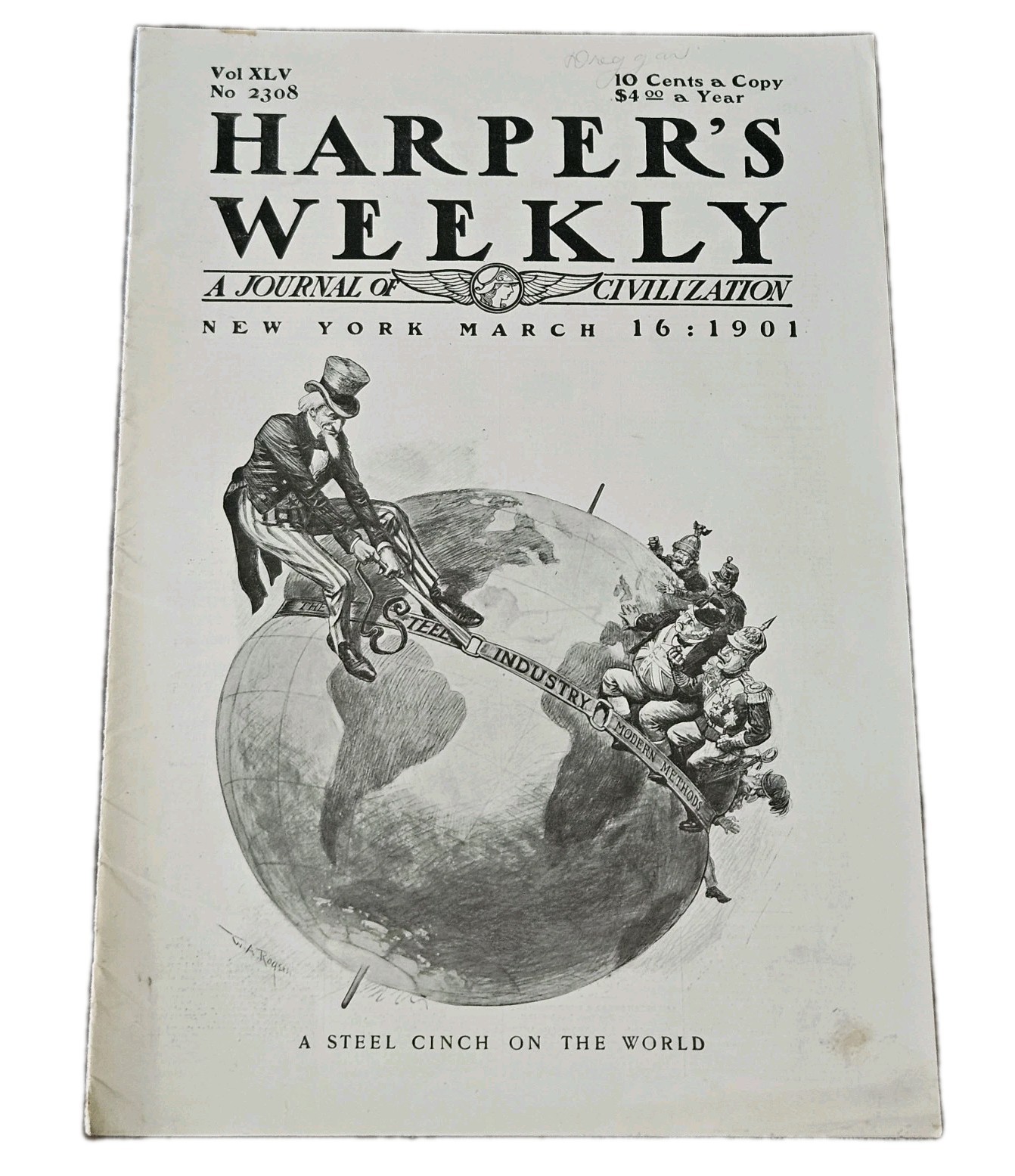 1901 Harper’s Weekly March 16 McKinley Inauguration Steel Industry Cartoons…