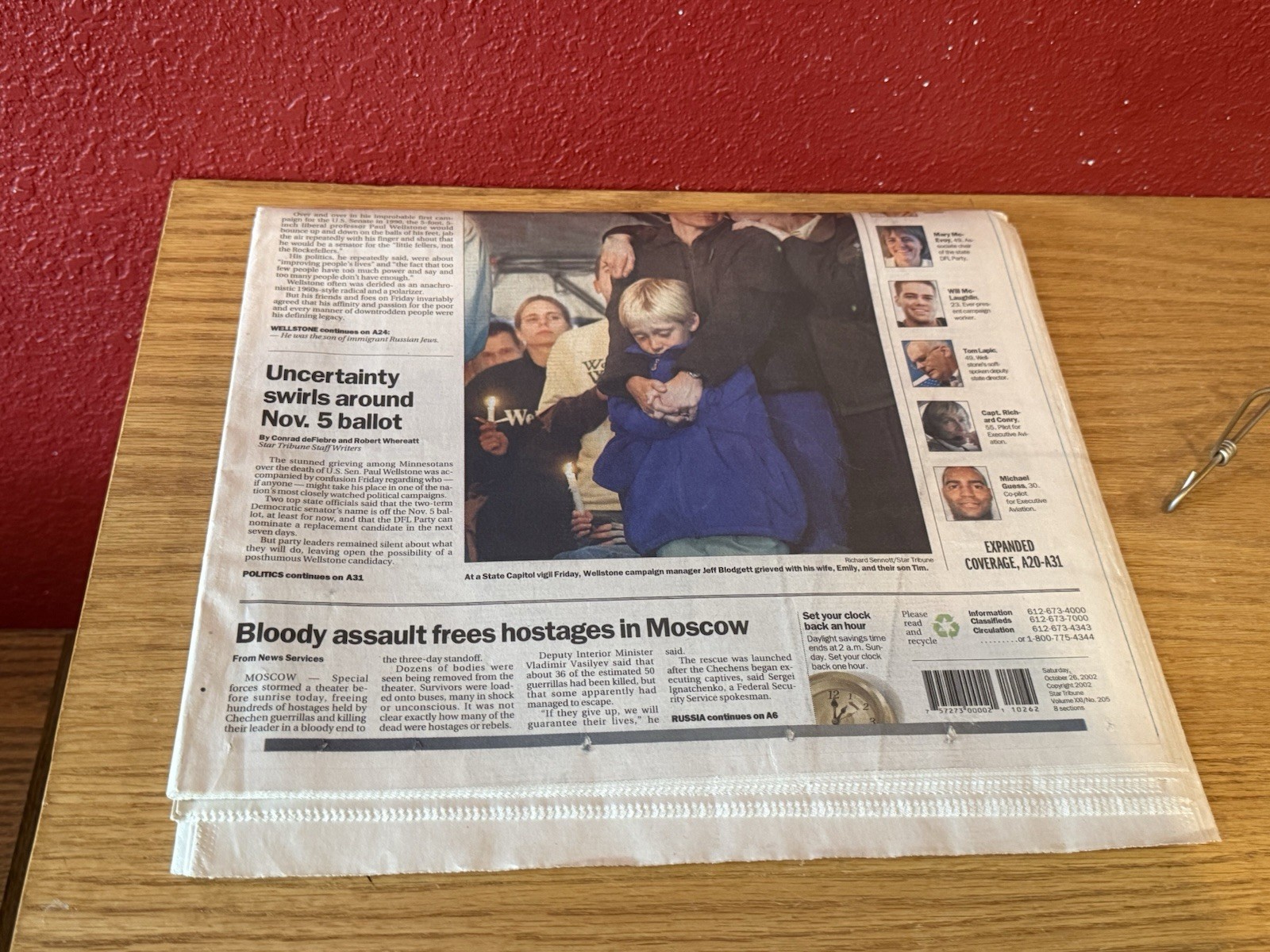 Star Tribune October 26, 2002: U.S. Sen. Paul Wellstone Dies In Plane Crash MN