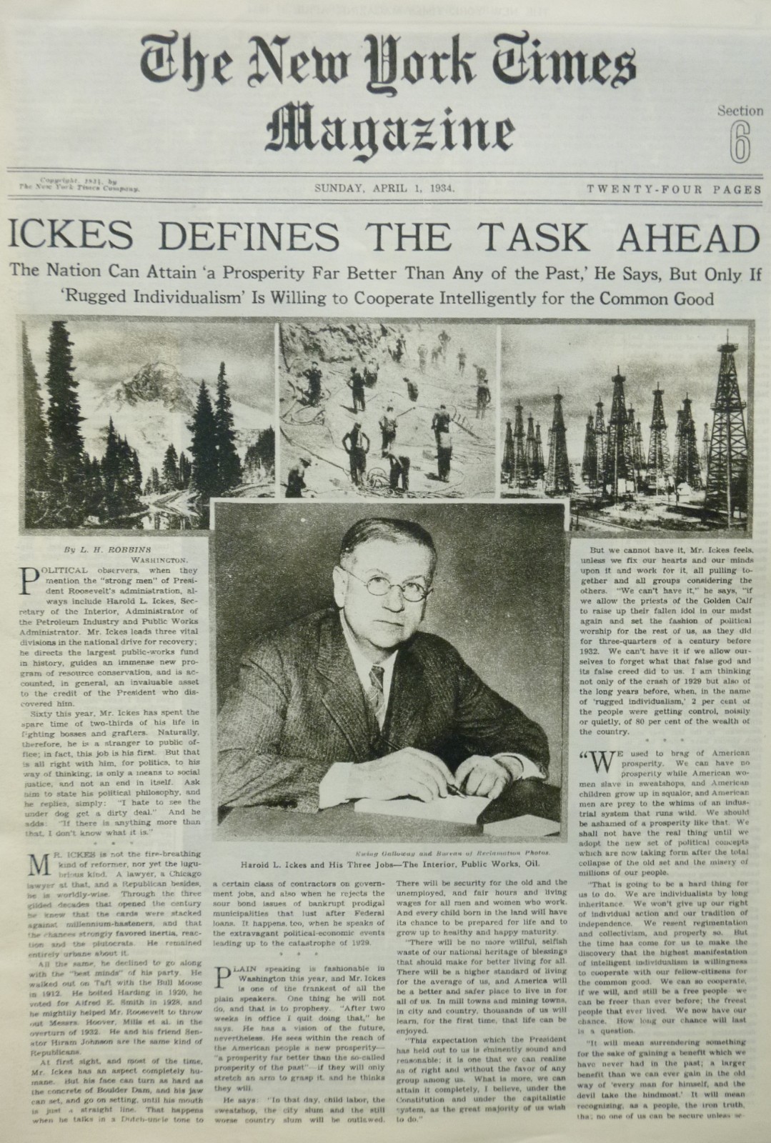 1934 April 1 PEARY HAPSBURG ICKES TOMBSTONE TELESCOPE WILSON DUBLIN PEAT Times