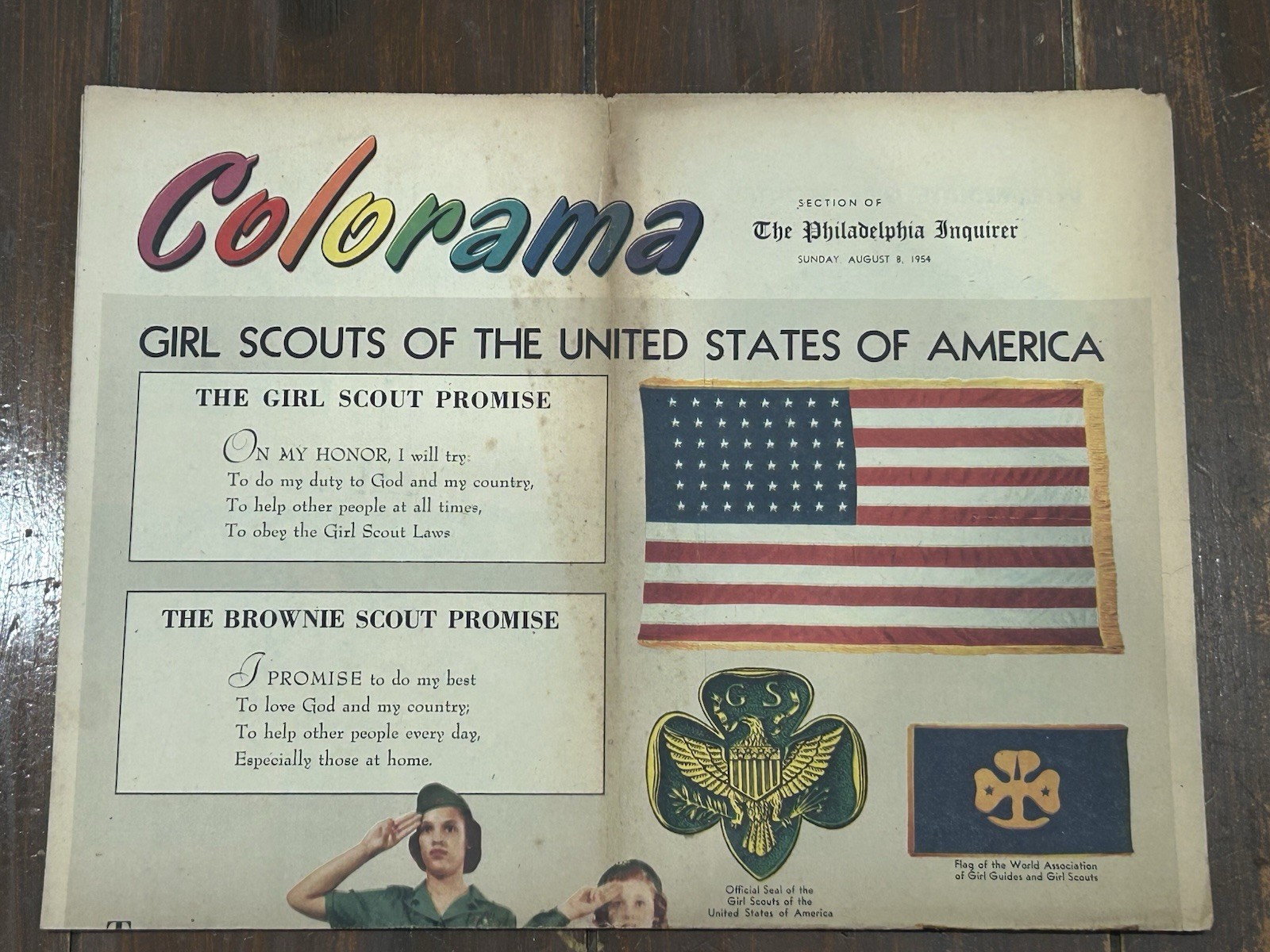 Vtg Aug 8 1954 Colorama Section The Philadelphia Inquirer Insert Girl Scouts