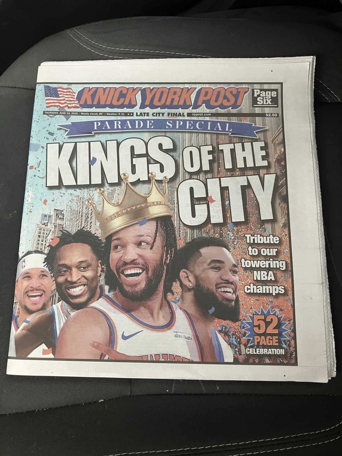 KNICK YORK POST PARADE SPECIAL NEW YORK POST NY KNICKS 6/18/2026 In Hand