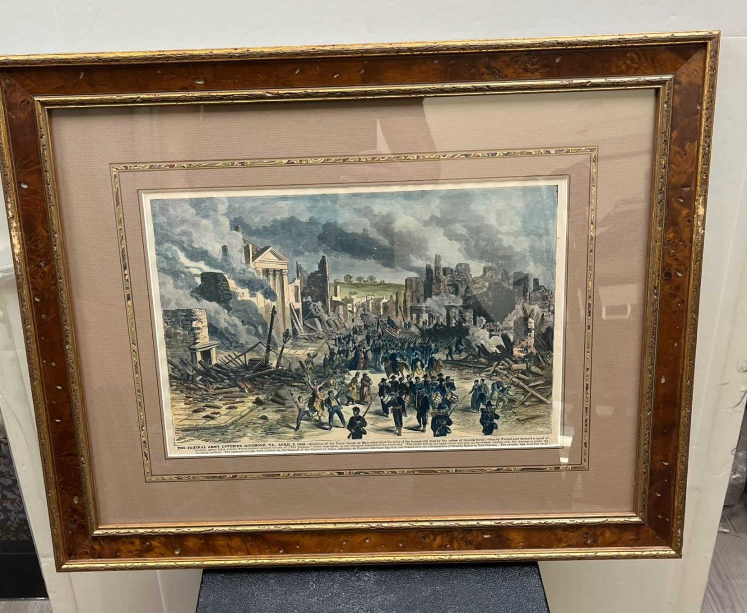 Federal Army entering Richmond Virginia America Civil War Antique Print FRAMED