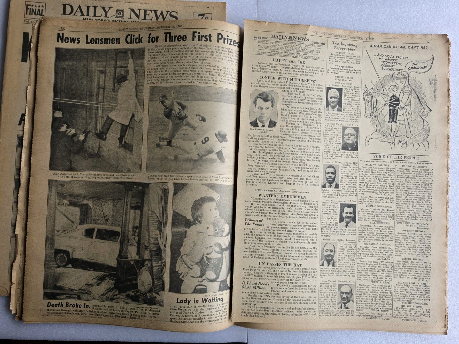 Lot of 2 – GIRL 12, KIDNAP FROM SCHOOL New York Daily News October 12 & 14 1965
