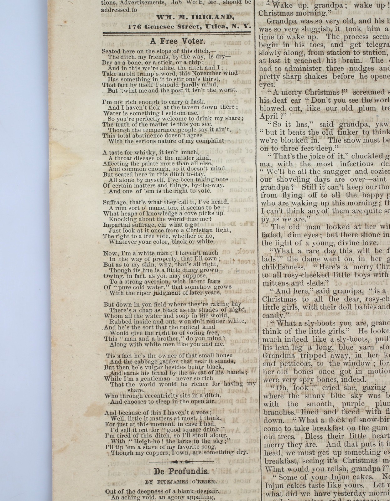 Antique 1868 Newspaper The Temperance Patriot Utica New York Prohibition