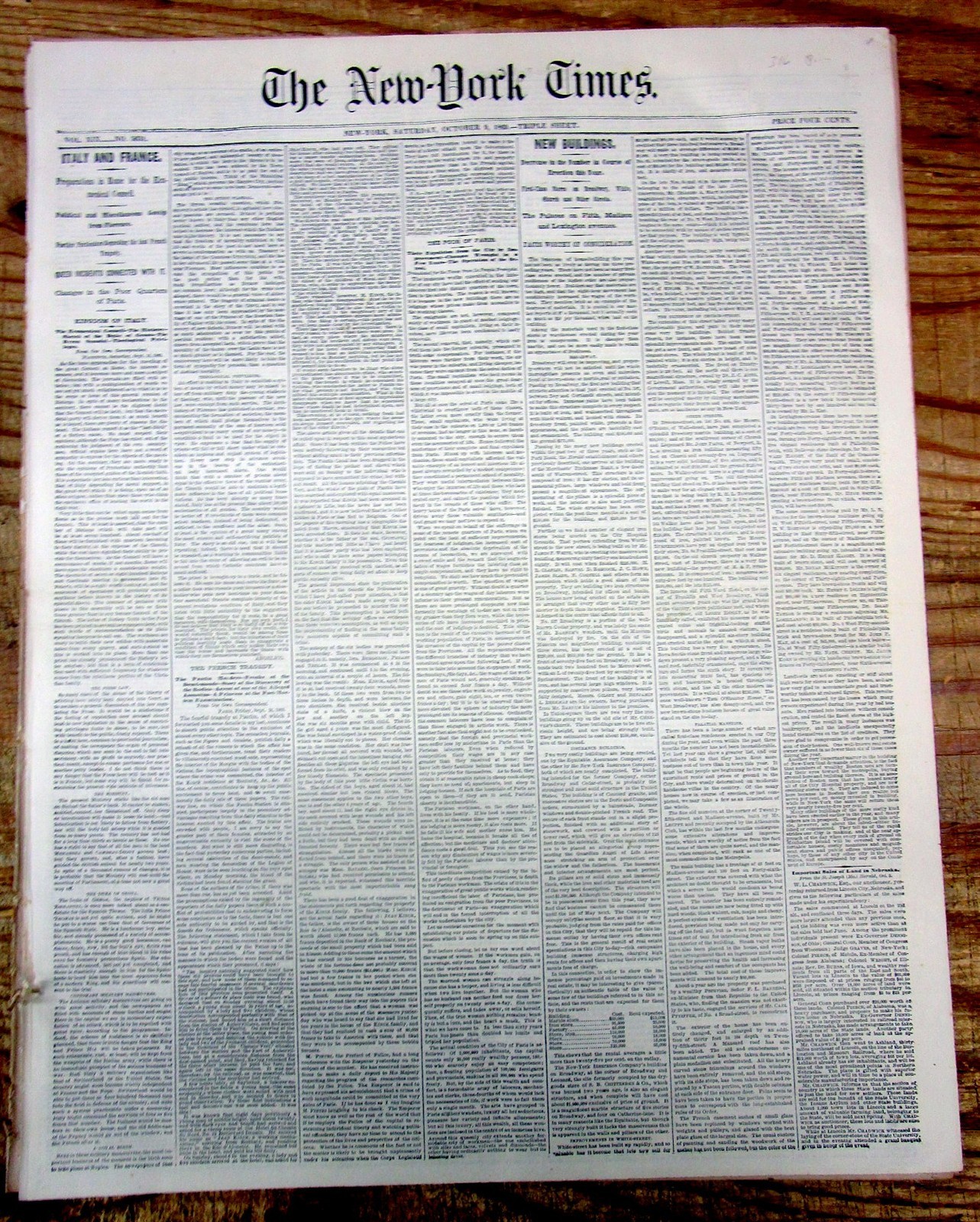 2 1869 NY Times newspapers with DEATH & FUNERAL of Ex-PRESIDENT FRANKLIN PIERCE