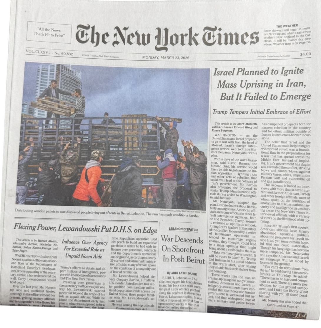 The New York Times Newspaper March 23 2026 Flooding Ravages Hawaii Complete NEW