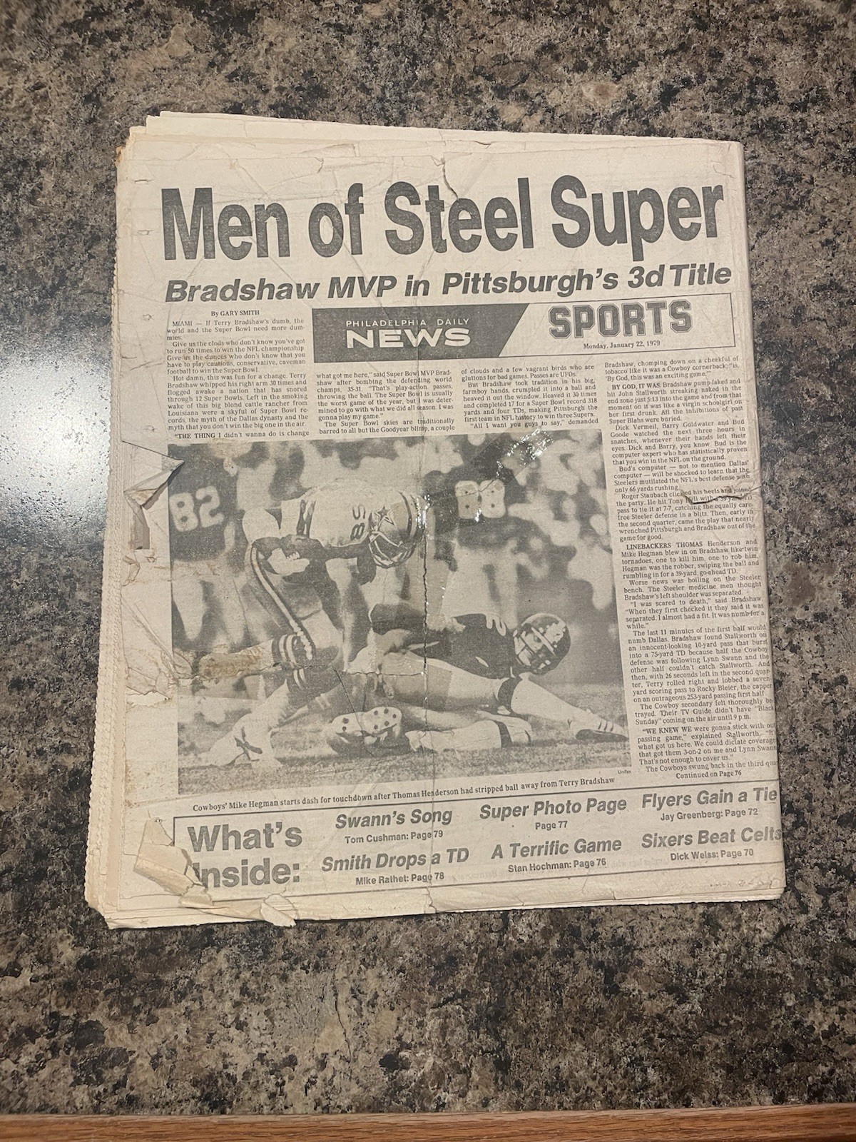 1979 Pittsburgh Steelers Super Bowl Champions Newspaper