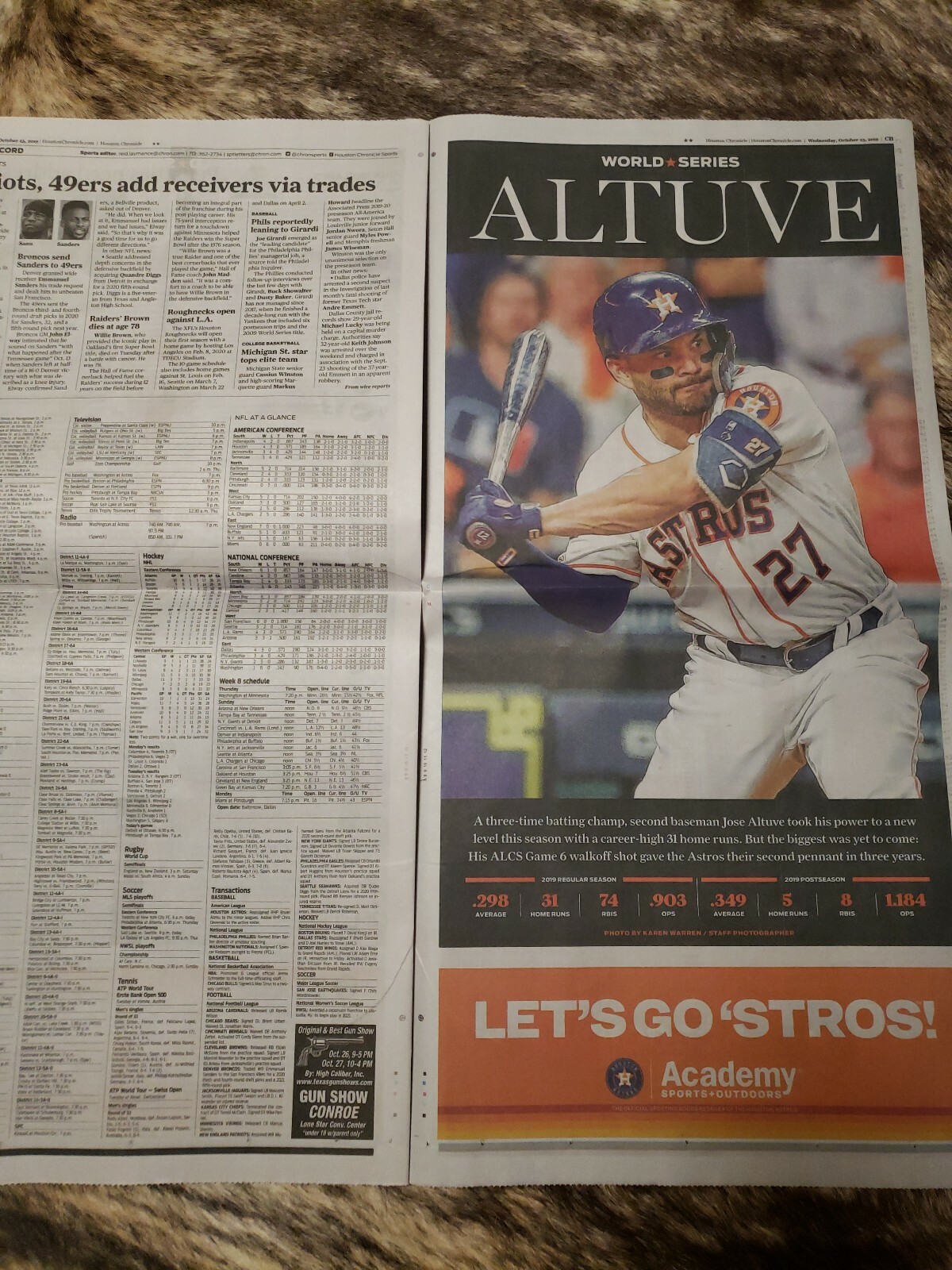 2019 World Series game 1 Houston Chronicle newspaper ASTROS NATIONALS ?? MLB