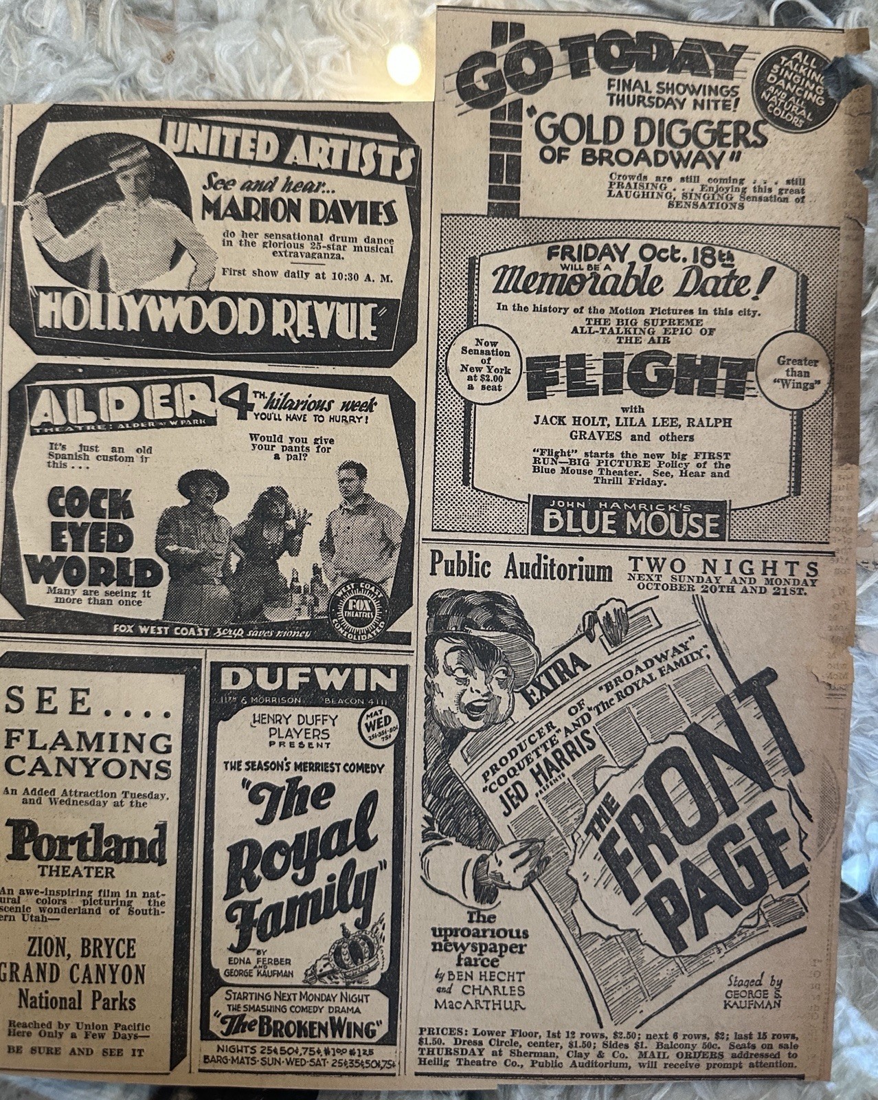1929 Salem Oregon Newspaper Photoplay/Talkie Movie Ad Block (Marx Brothers)