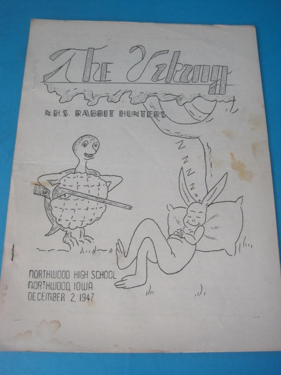 LOT OF 14 THE VIKING NORTHWOOD HIGHSCHOOL IOWA 1947-1948 NEWSPAPER BOOKLET RARE