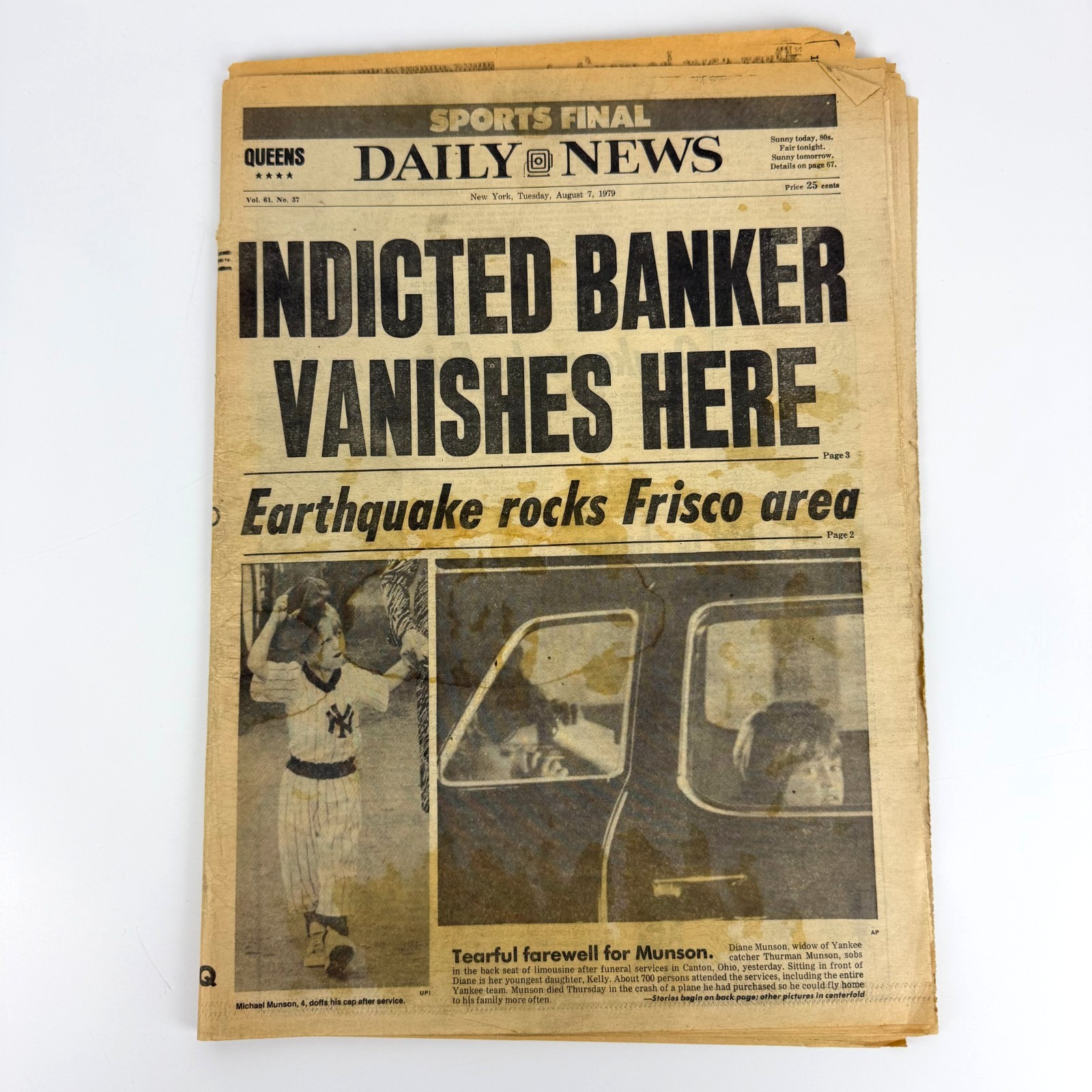 Vintage Sicilian Mafia New York Mafia Newspaper Michele Sindona Faked Kidnapping