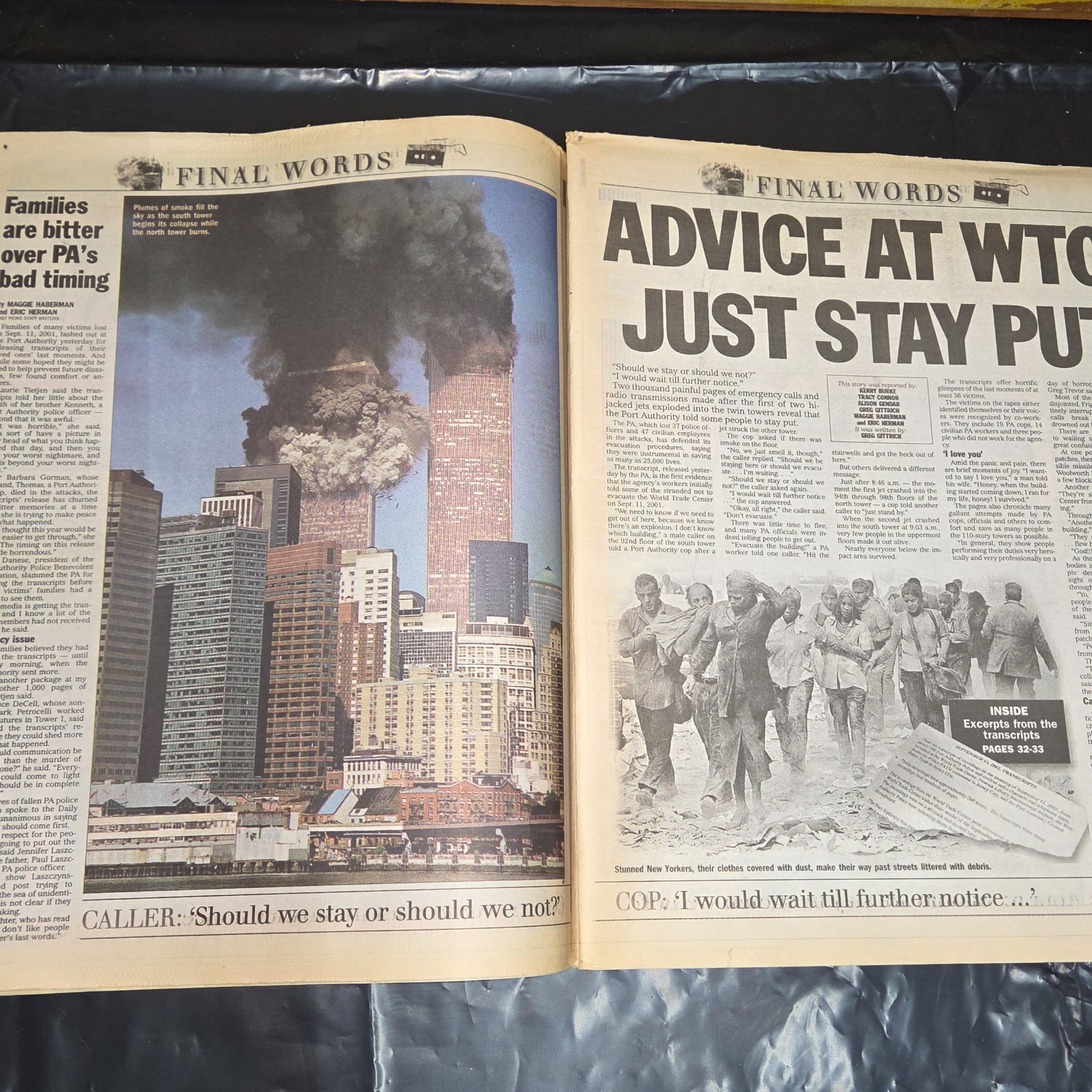 Daily News Aug 29 2003 Stay Put 9/11 Transcripts WTC NYC Newspaper