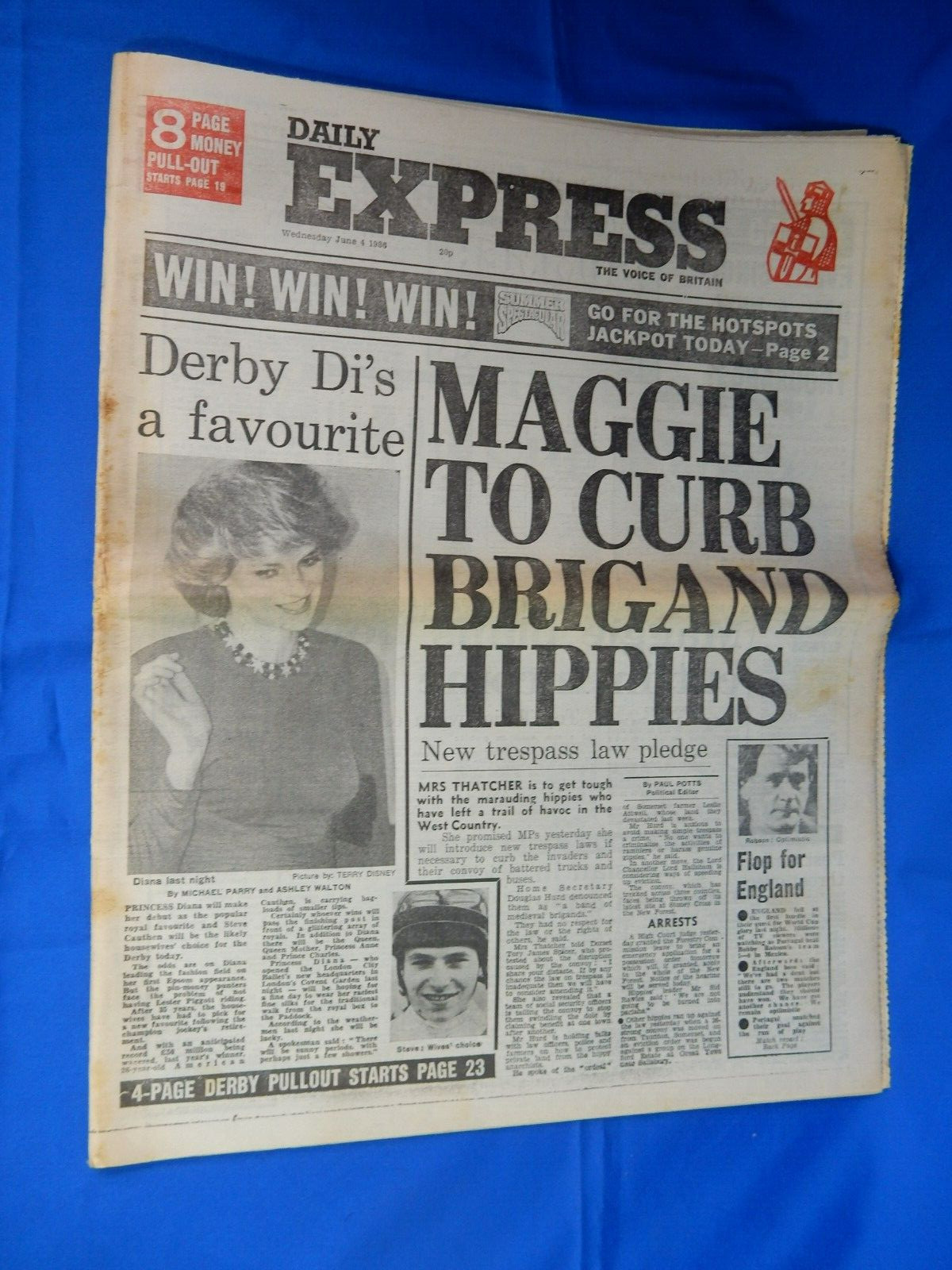 Daily Express 04 /06/1986, World Cup 86, England v Portugal, George Best