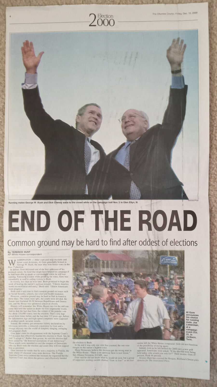 Ottumwa Courier, George W. Bush election, commemorative edition (Dec. 15, 2000)