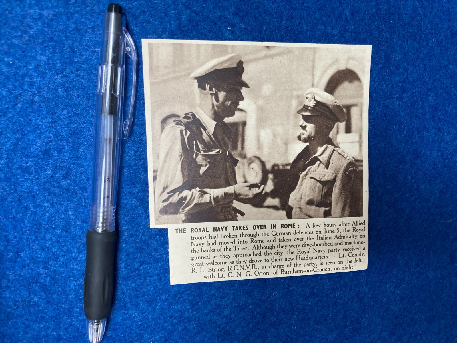 JULY 1944 WW2 Abstract Cutting 9/9 cm Lt. Christopher N. C. Orton, R.N.V.R.