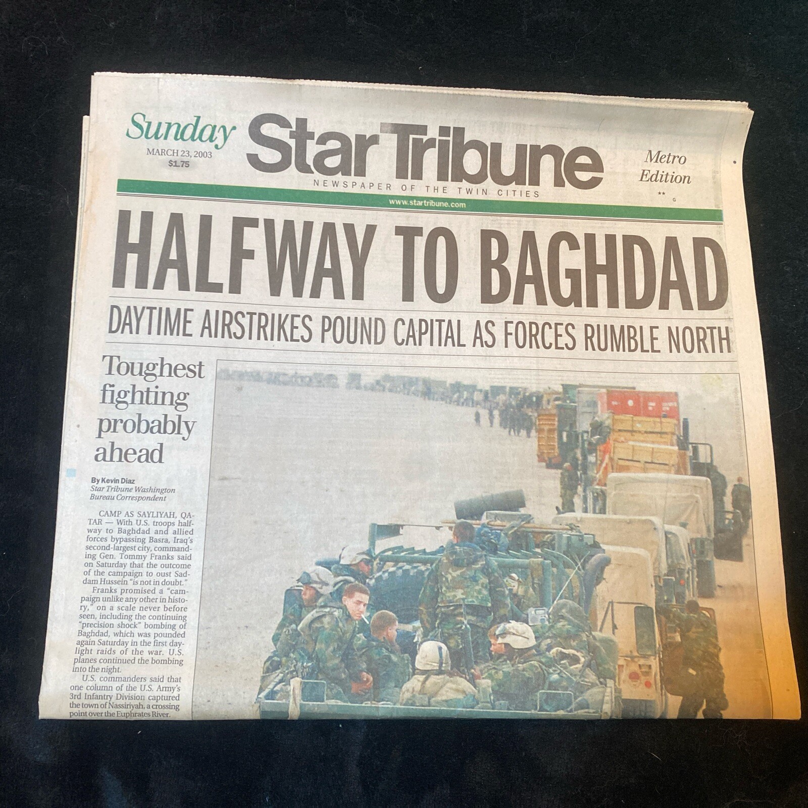 Historic Minnesota Star Tribune Iraq War March 23, 2003 – SECTION A ONLY