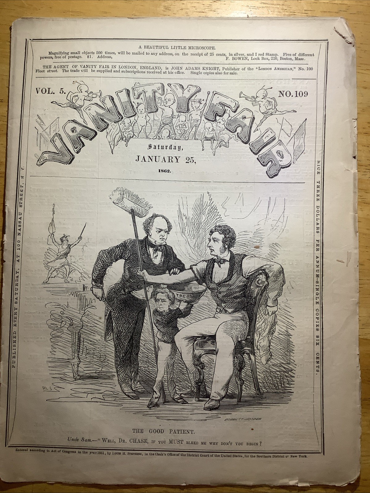 1862 RARE CIVIL WAR VANITY FAIR NEWSPAPER