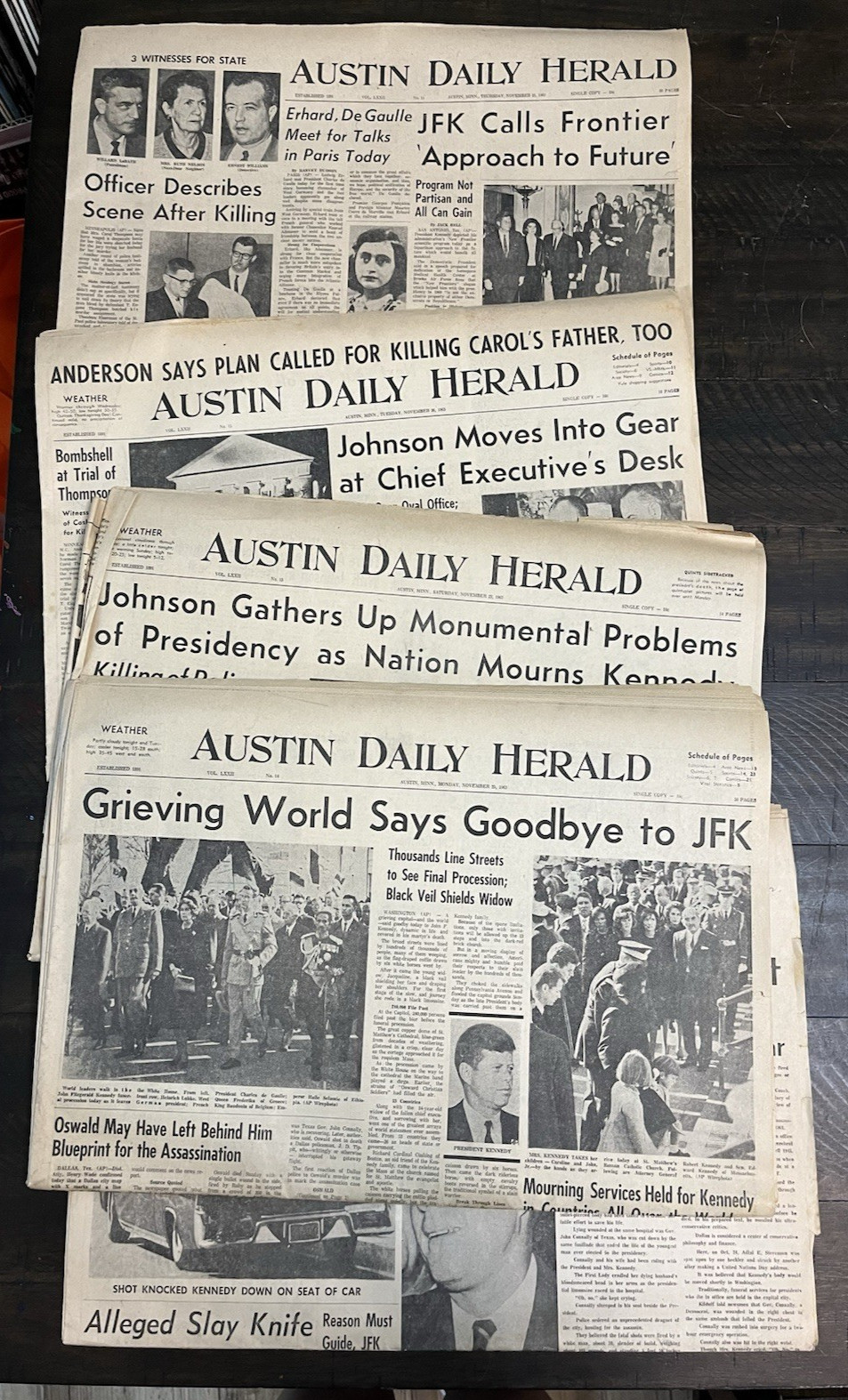 Austin Daily Herald Newspaper Lot JFK Assassination 1963 Minnesota November MN