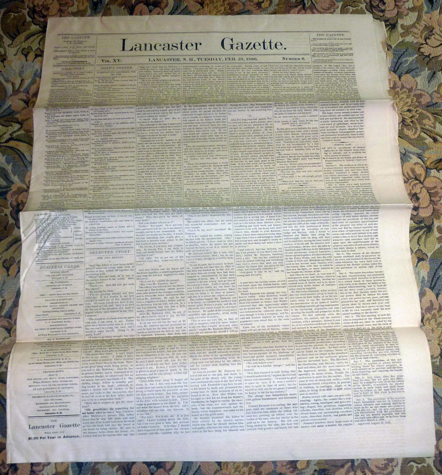 Lancaster, New Hampshire Gazette Newspaper – February 23, 1886