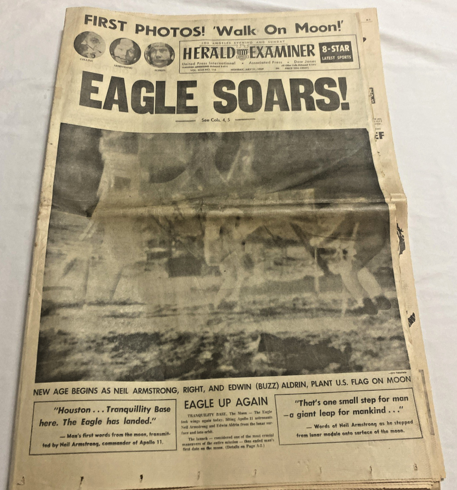 LOS ANGELES HERALD EXAMINER JULY 21, 1969, PAGES A-1 TO A-16 ~EAGLE SOARS!
