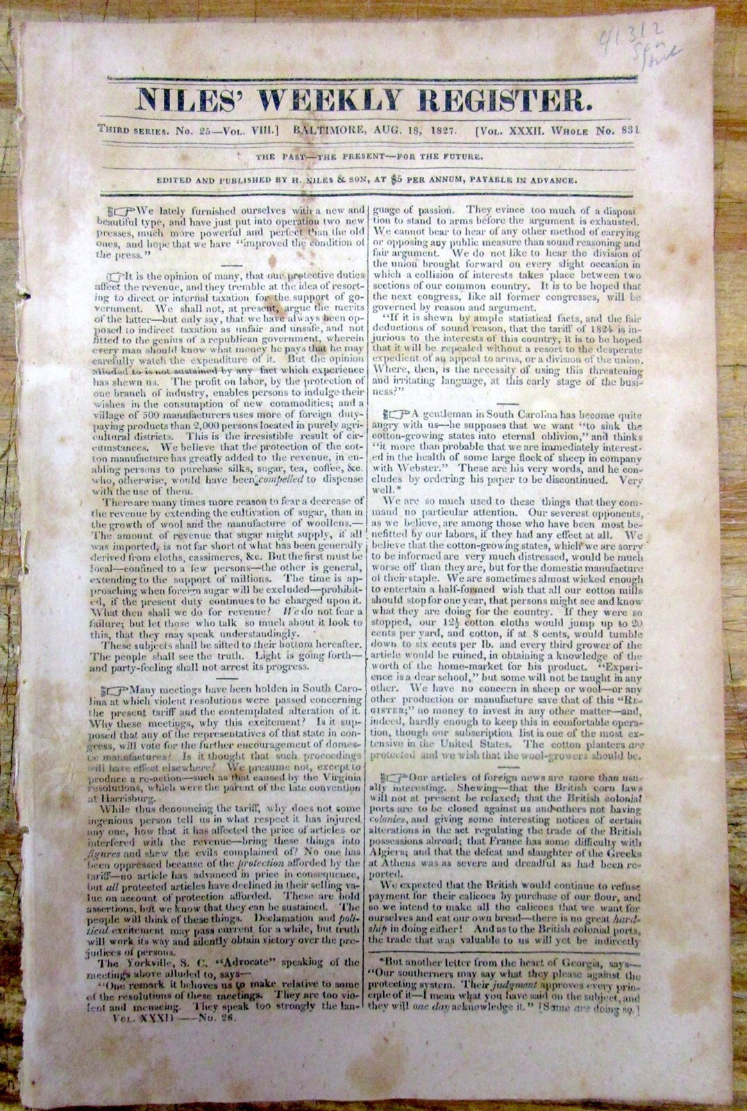 2 1827 newspapers w SAM HOUSTON as Governor of TENNESSEE before he went to TEXAS