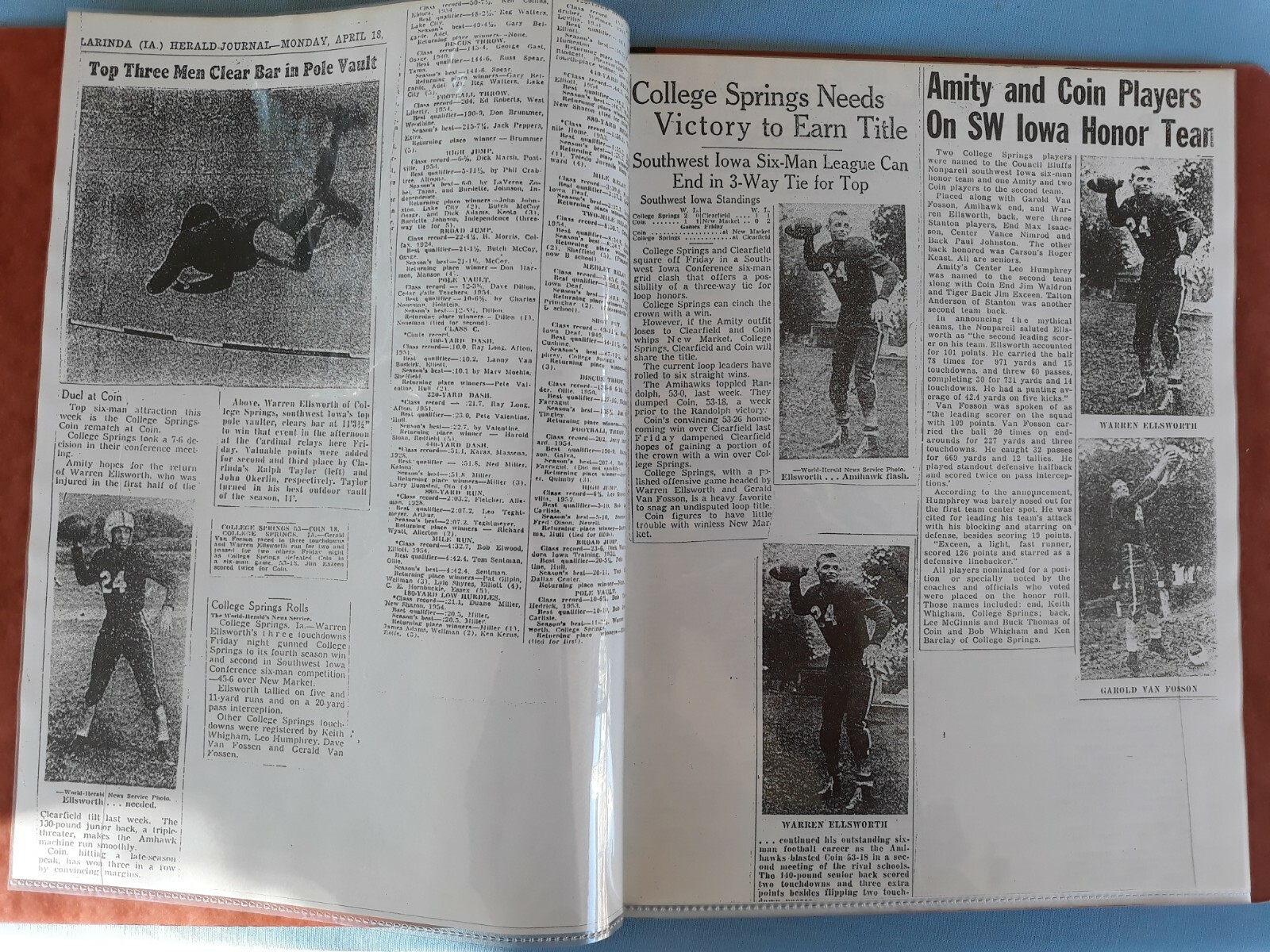 Southwest Iowa 1955 Copied Newspaper Clippings High School Sports 28 Pages