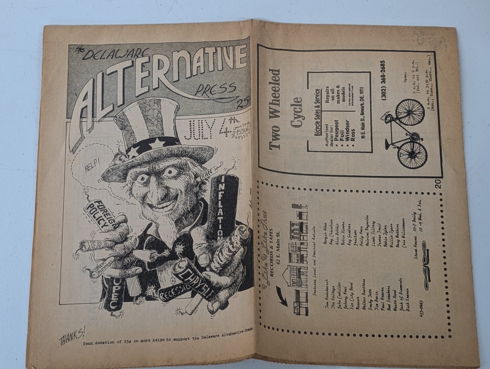 Vintage July 1980 Delaware Alternative Press Underground Newspaper 25¢