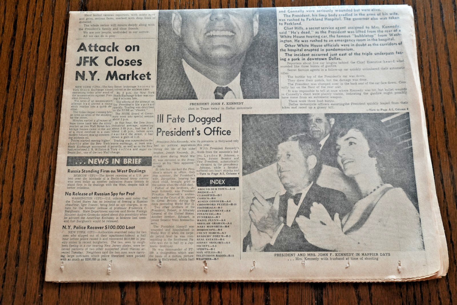 *RARE 1963 President Kennedy Assassinated HOLLYWOOD CITIZEN NEWS Newspaper CLEAN