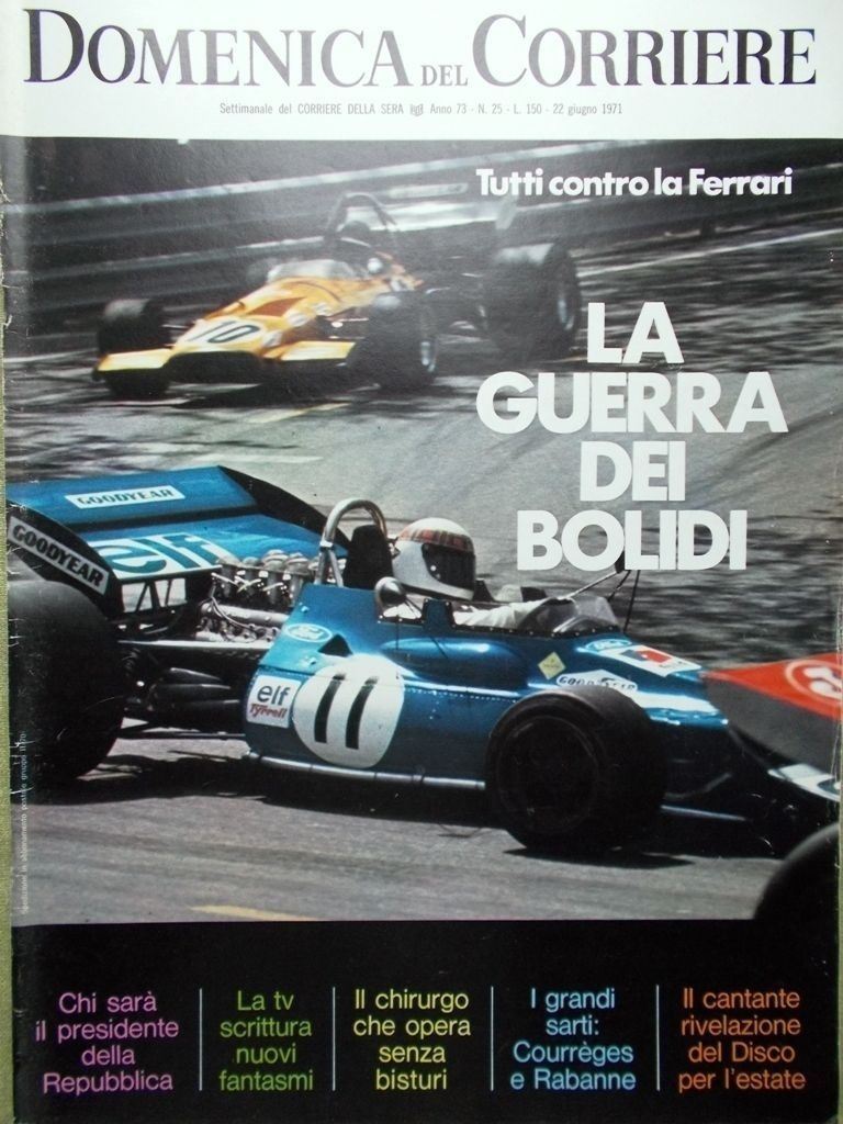 La Domenica del Corriere 22 June 1971 Death Mondadori Ferrari Minori Paganini