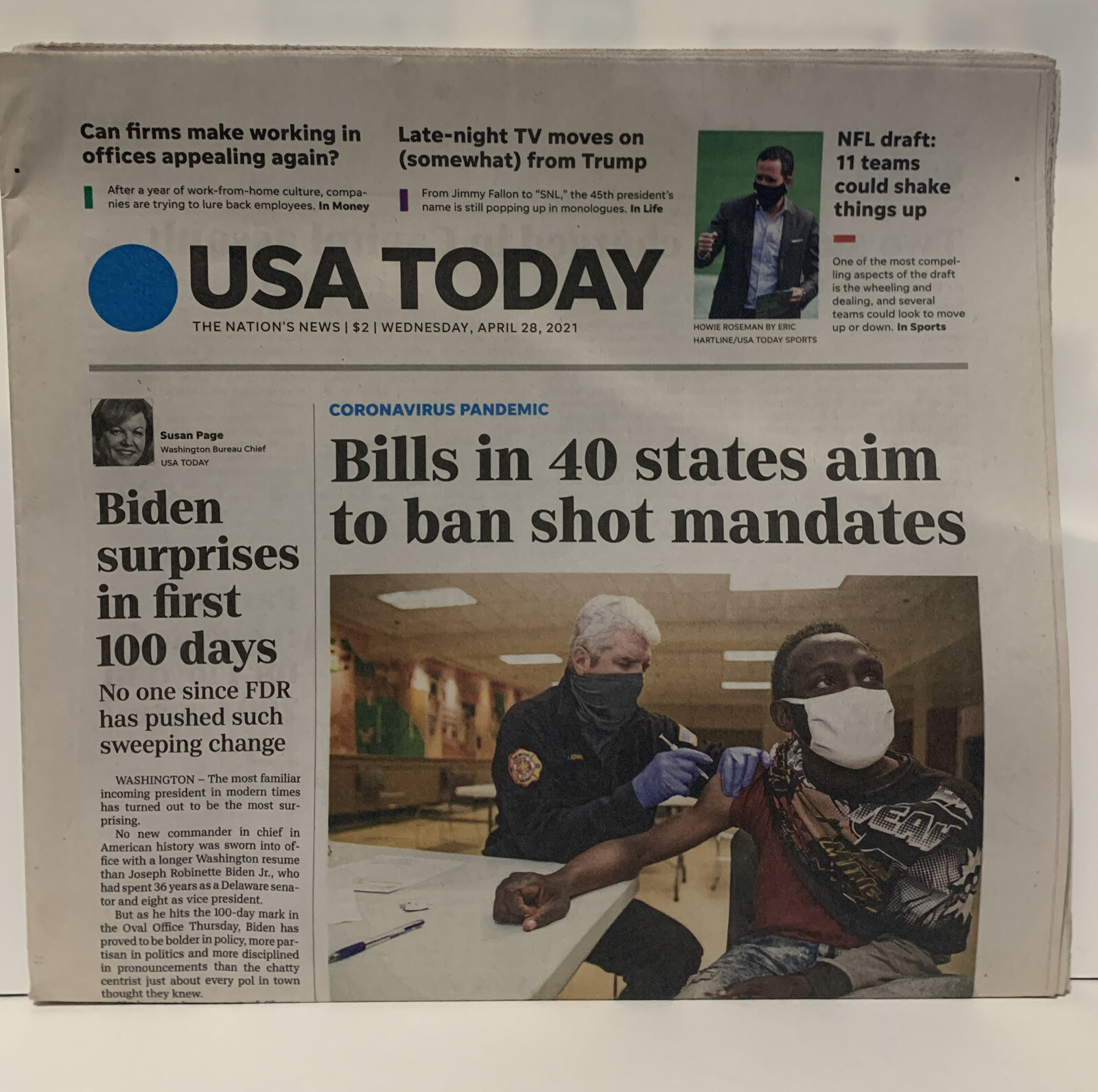 USA TODAY April 28, 2021 BIDEN SURPRISES In In First 100 Days, Newspaper