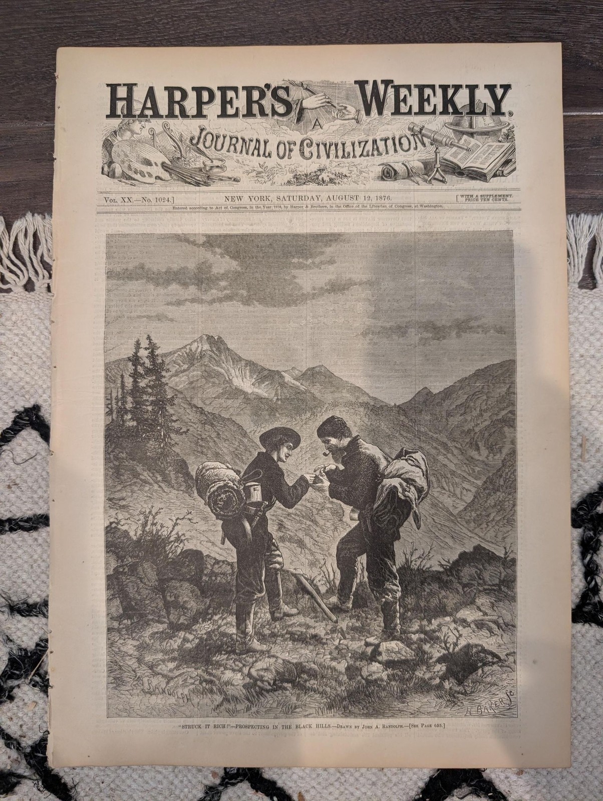 HARPER’S WEEKLY – August 12, 1876 – Yachting, A.B. Frost, Black Hills Gold, (Wit