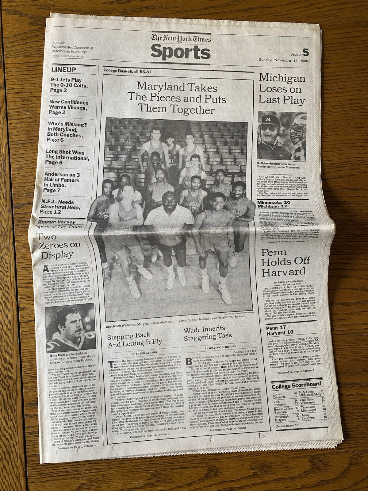 Maryland basketball other NCAA sports and professional Sports newspaper 1986