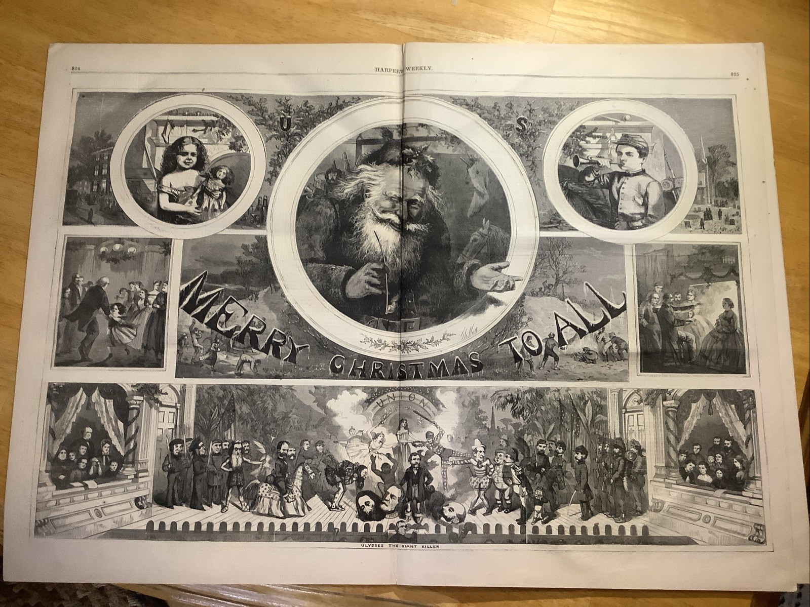 1865 HARPER’S WEEKLY NEWSPAPER ~ BEST NAST SANTA CLAUS