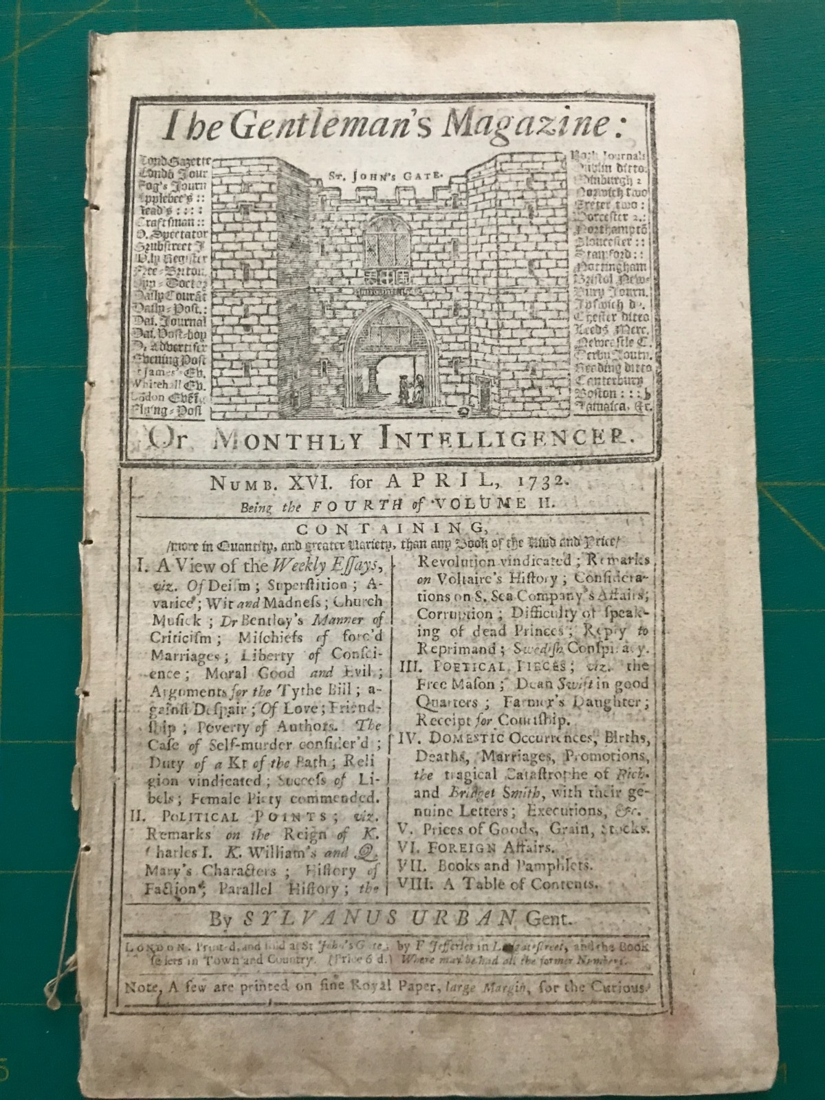 The Gentleman’s Magazine or Monthly Intelligencer / April 1732 / Sylvanus Urban