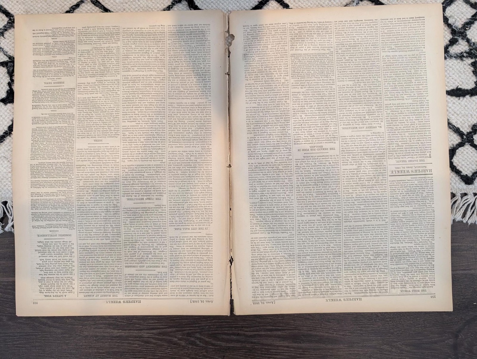 April 24 1869 Harpers Weekly, Nevada White Pine Mining, Suez Canal, Battle of Le