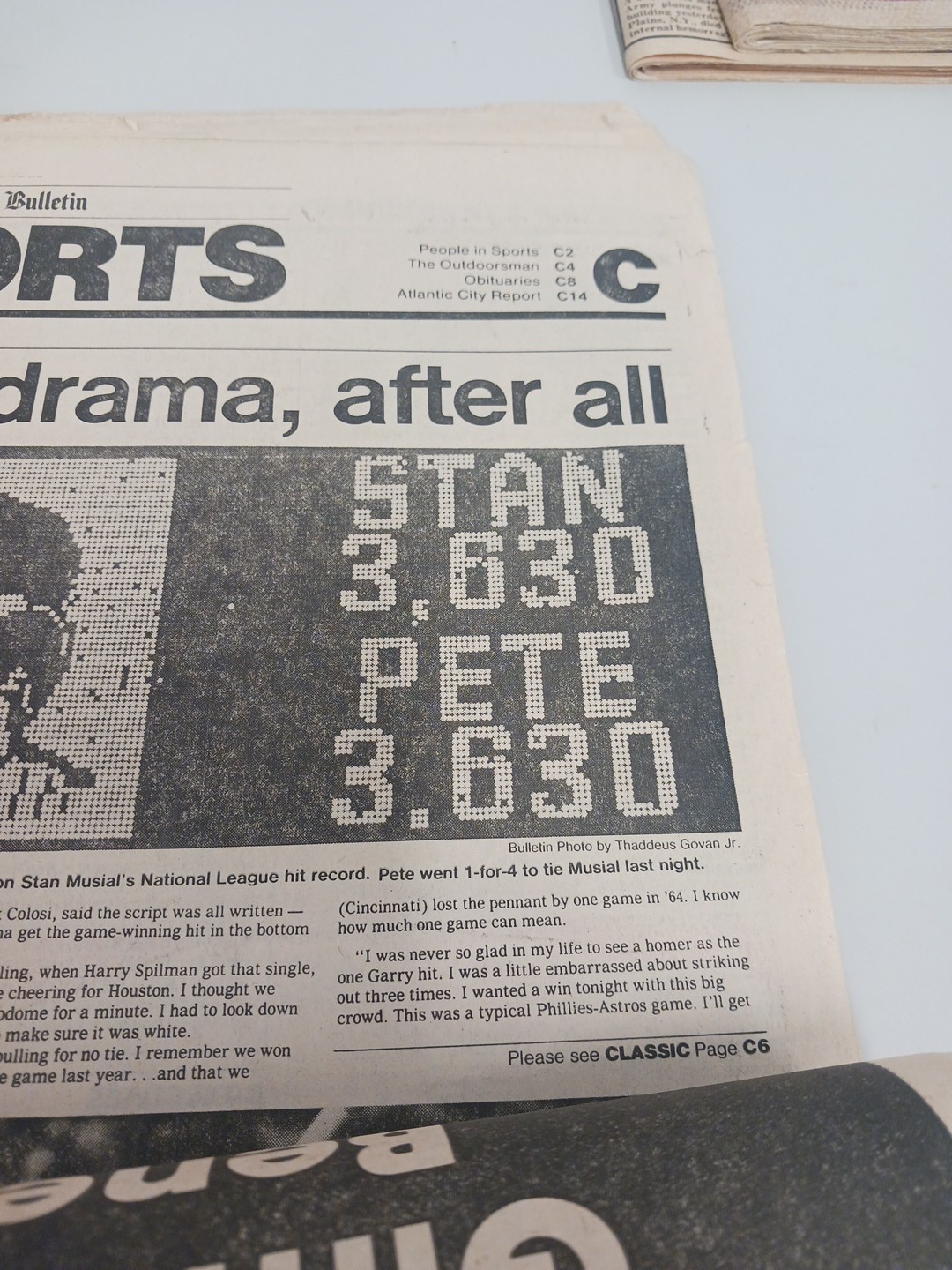 Philadelphia Inquirer June 11 1981 Pete Rose Chases Musial Baseball Strike