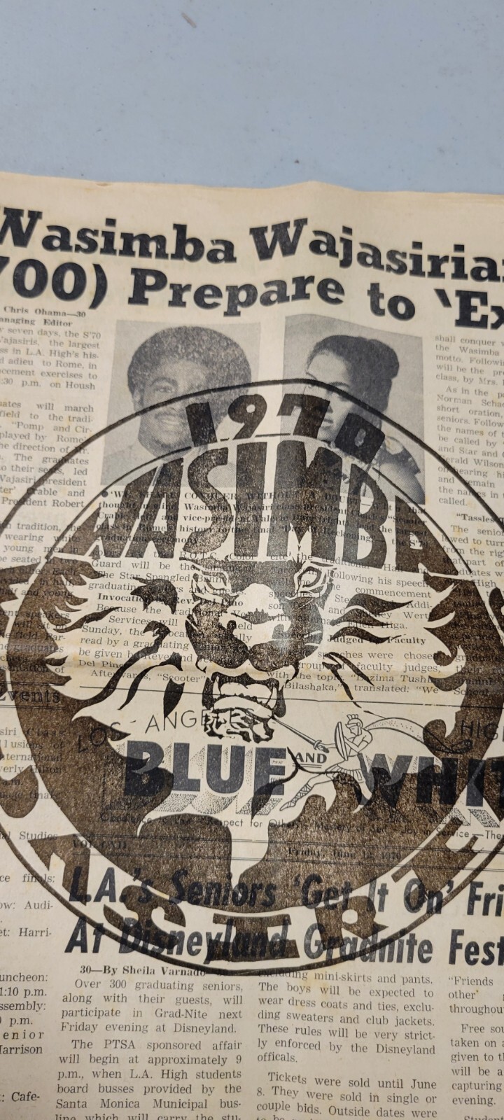 Vintage Rare 1970 LA High School Americana Wassimba Wajasiris Black Newspaper