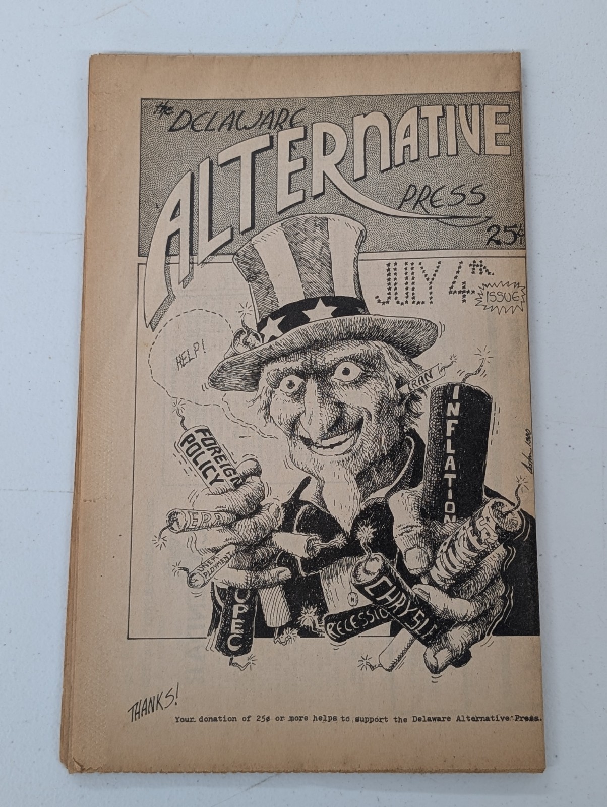 Vintage July 1980 Delaware Alternative Press Underground Newspaper 25¢