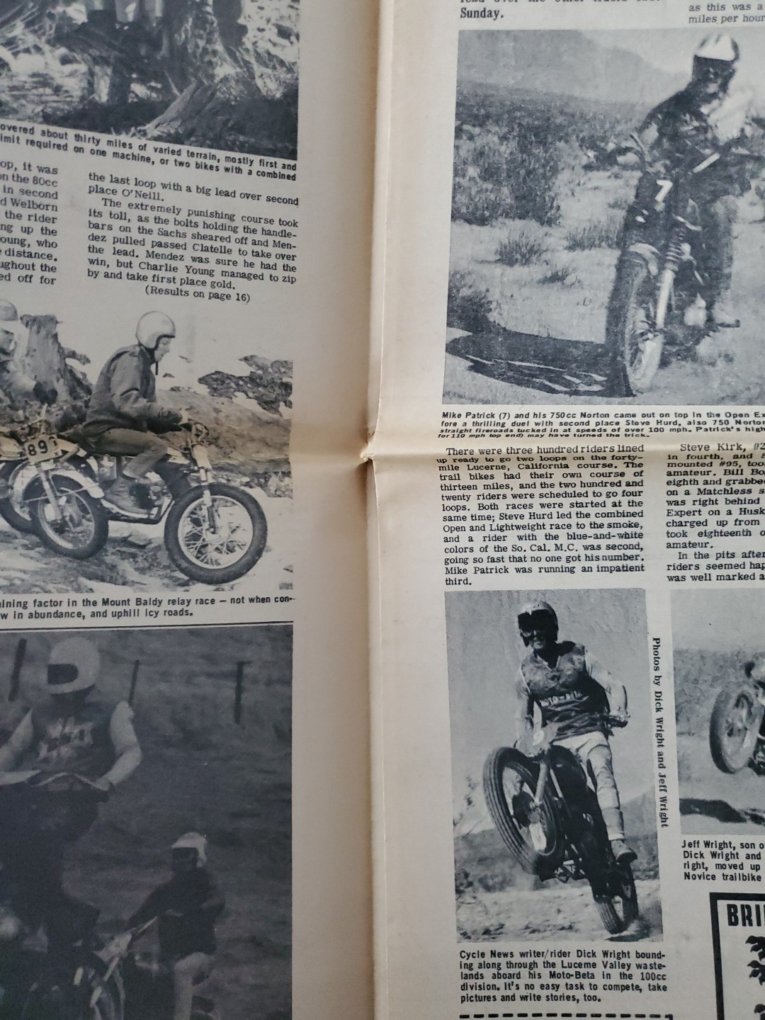 68 CYCLE NEWS SCRAMBLES NEWSPAPER ELSINORE PORTLAND NORTON CARLSBAD BULTACO DRAG