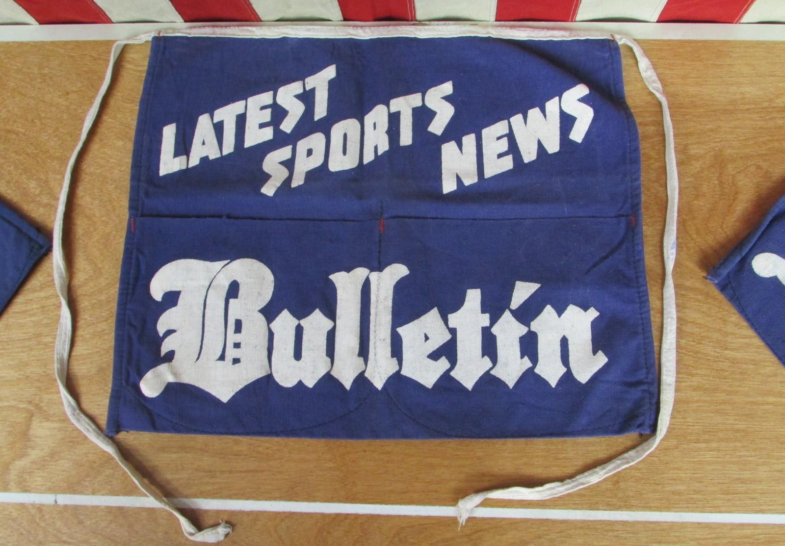 Vintage 1940s Bulletin Sports News Canvas Newspaper Carrier Apron Newsstand 2of3