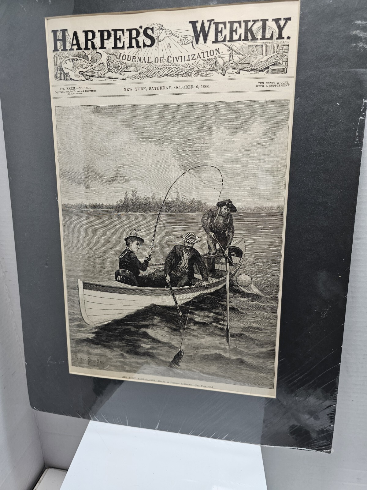 Her First Muskallonge – By Frederic Remington – Lady Fishing – 1888