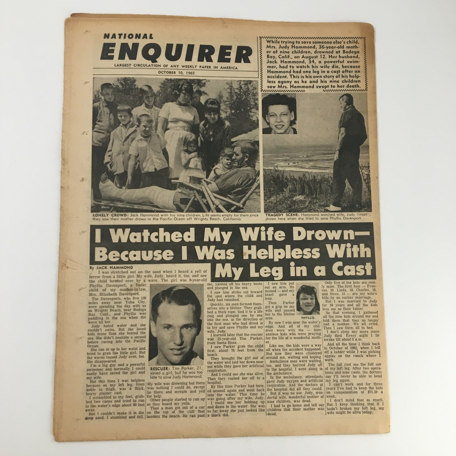 National Enquirer Paper October 10 1965 Robert Meunier and Lyndon B. Johnson