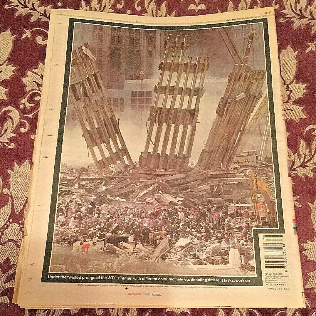 * 6 x Daily Mail Newspapers – 12th to 17th September 2001 9/11 Editions – RARE *