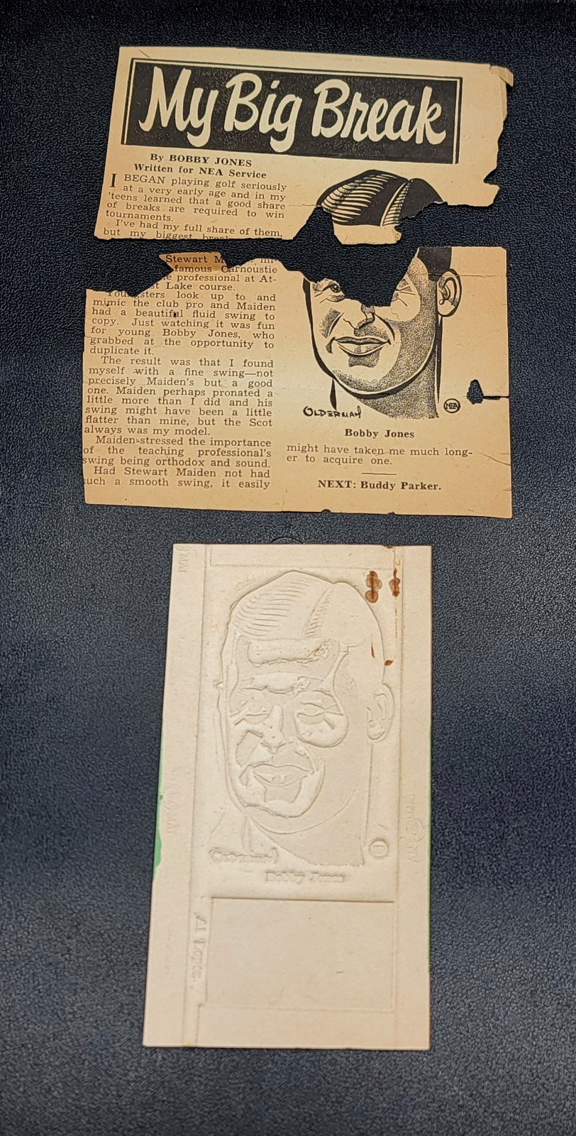 1950 HOF Golfer Bobby Jones MLB Al Lopez Newspaper Flong Mold Printing Plate
