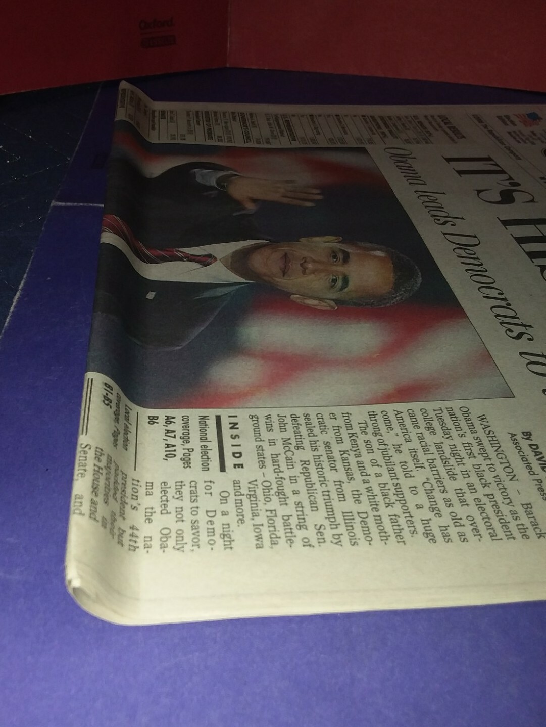[CB9] Springfield, MA, Republican Newspaper Wed., November 5, 2008, Obama Wins!